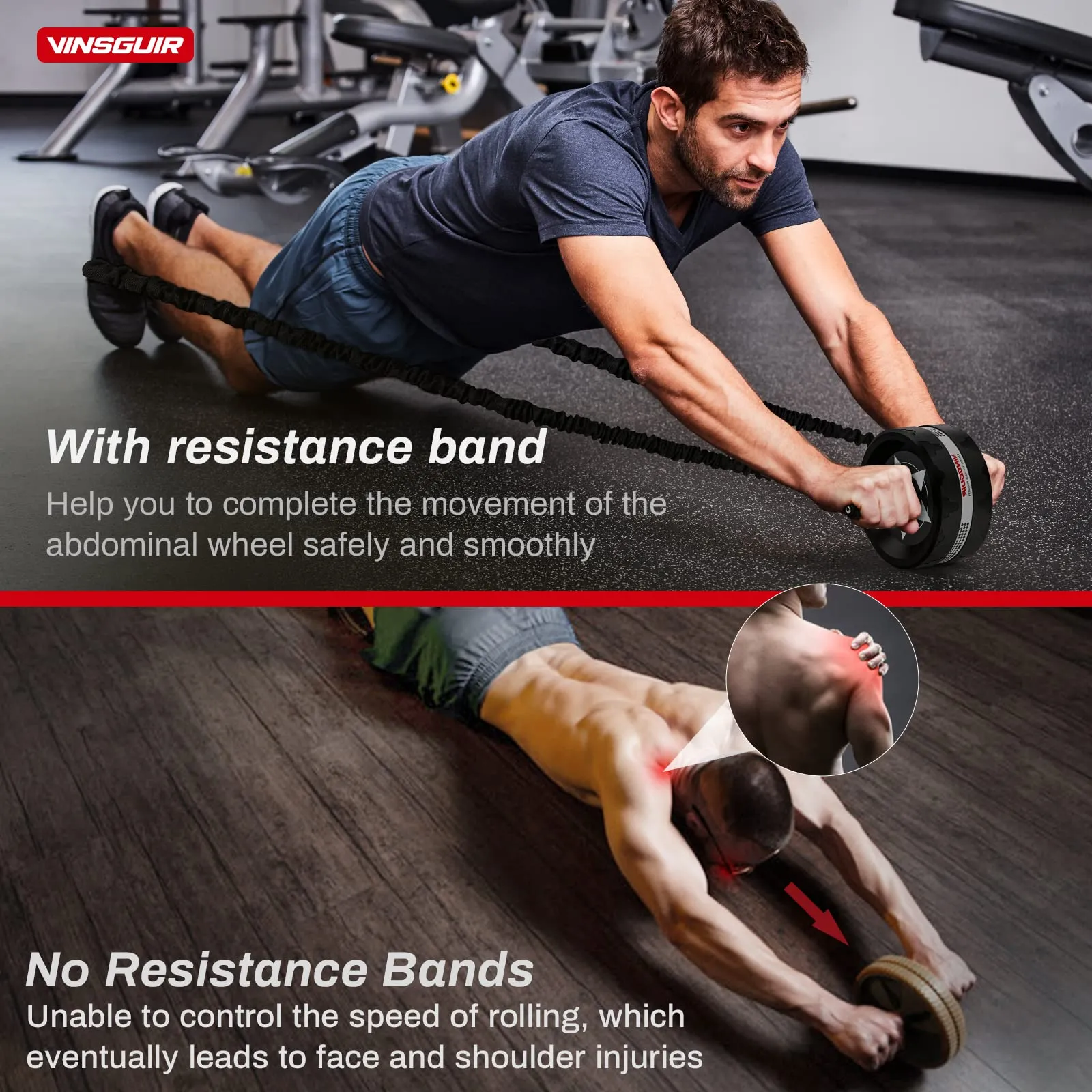 Ab Roller Wheel Kit - Ab Workout Equipment with Push Up Bars, Resistance Bands, Knee Mat, Home Gym Fitness Equipment for Core Strength Training, Abdominal Roller Machine with Gym Accessories for Men & Women