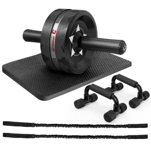 Ab Roller Wheel Kit - Ab Workout Equipment with Push Up Bars, Resistance Bands, Knee Mat, Home Gym Fitness Equipment for Core Strength Training, Abdominal Roller Machine with Gym Accessories for Men & Women
