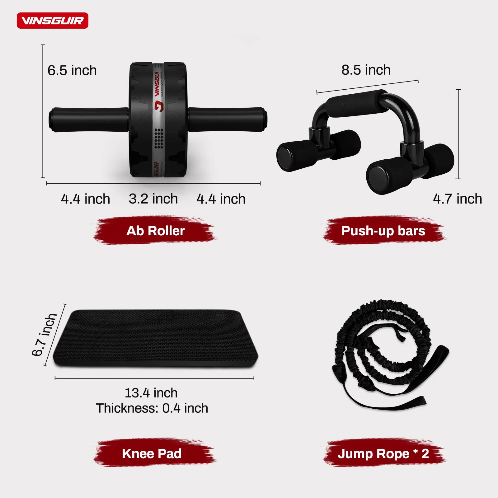 Ab Roller Wheel Kit - Ab Workout Equipment with Push Up Bars, Resistance Bands, Knee Mat, Home Gym Fitness Equipment for Core Strength Training, Abdominal Roller Machine with Gym Accessories for Men & Women