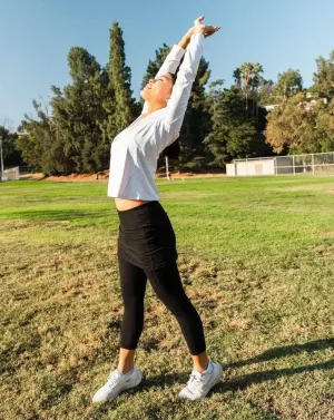 Black Mid-Calf Skirted Leggings with Pockets