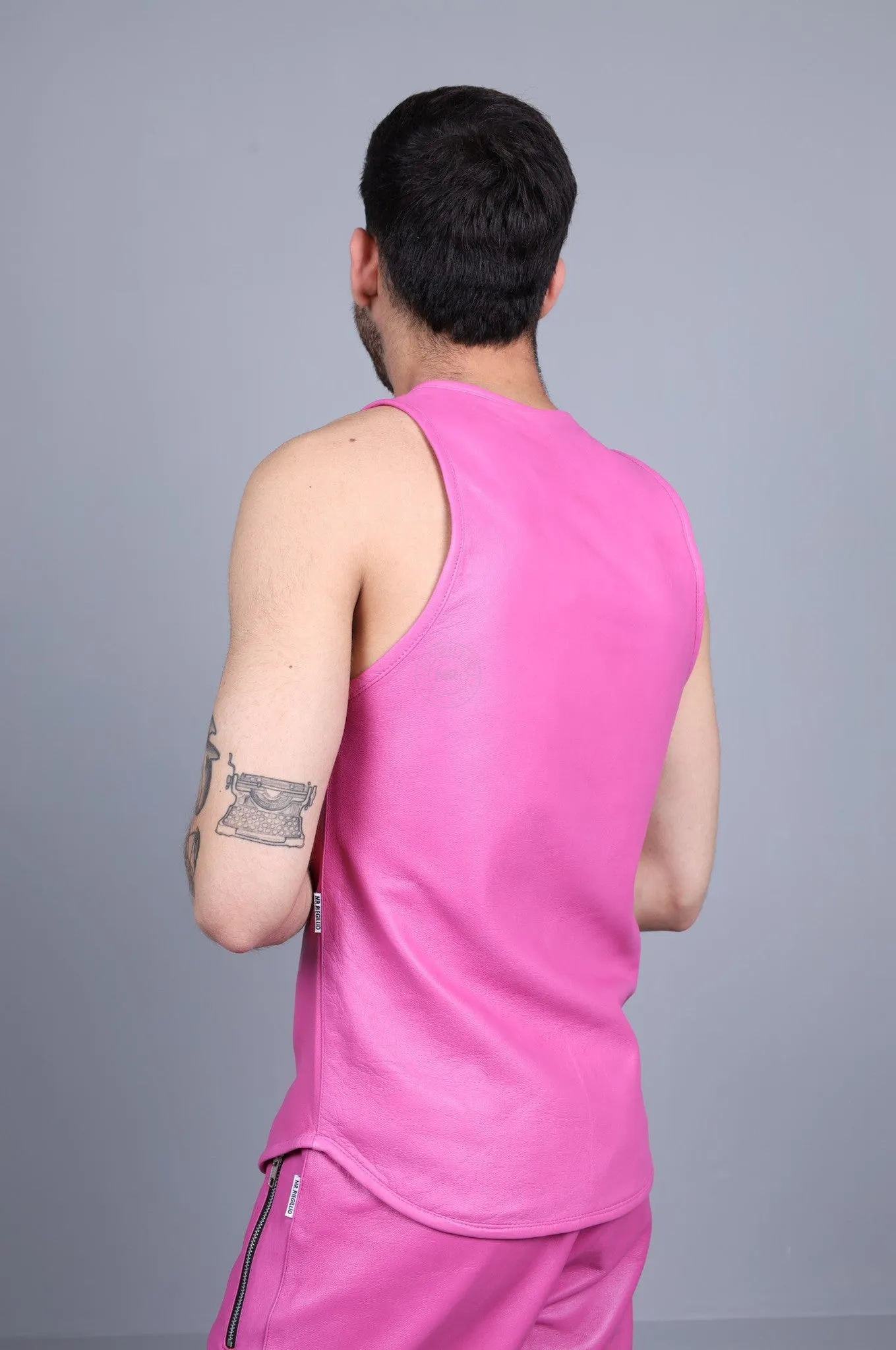 Bright Pink Leather Tank Top