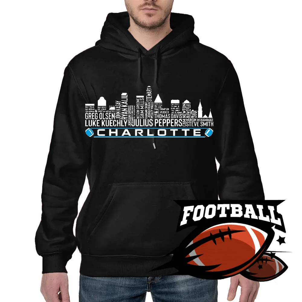 Carolina Football Team All Time Legends Name Tee Hoodie Sweatshirt Charlotte City Skyline Tee Football Fans Gift
