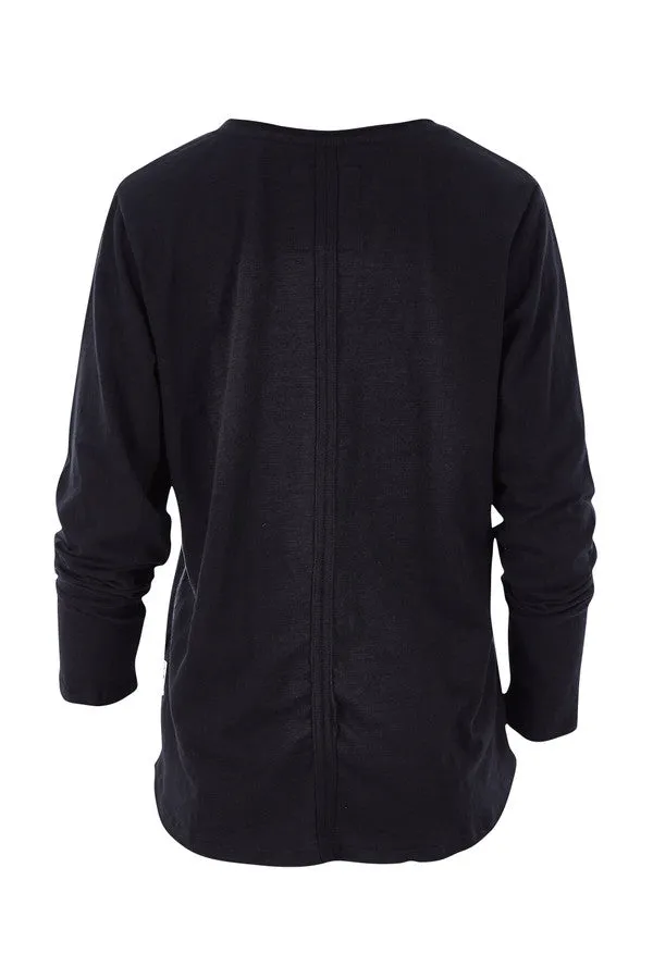 Coles Bay Long Sleeve Henley Top in Black