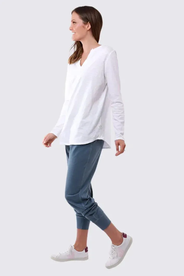 Coles Bay Long Sleeve Henley Top in White