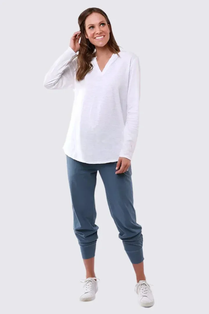 Coles Bay Long Sleeve Henley Top in White