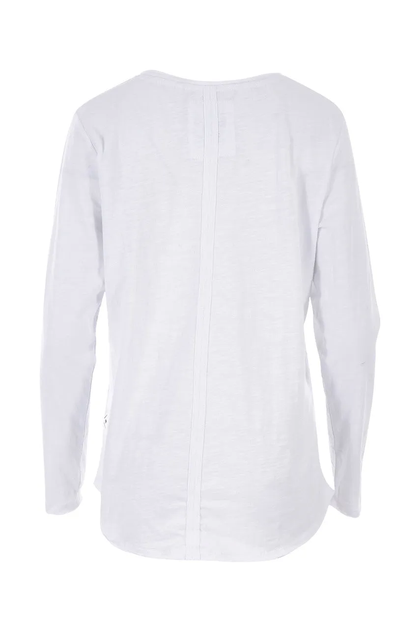 Coles Bay Long Sleeve Henley Top in White