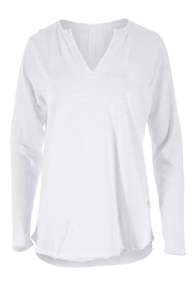 Coles Bay Long Sleeve Henley Top in White