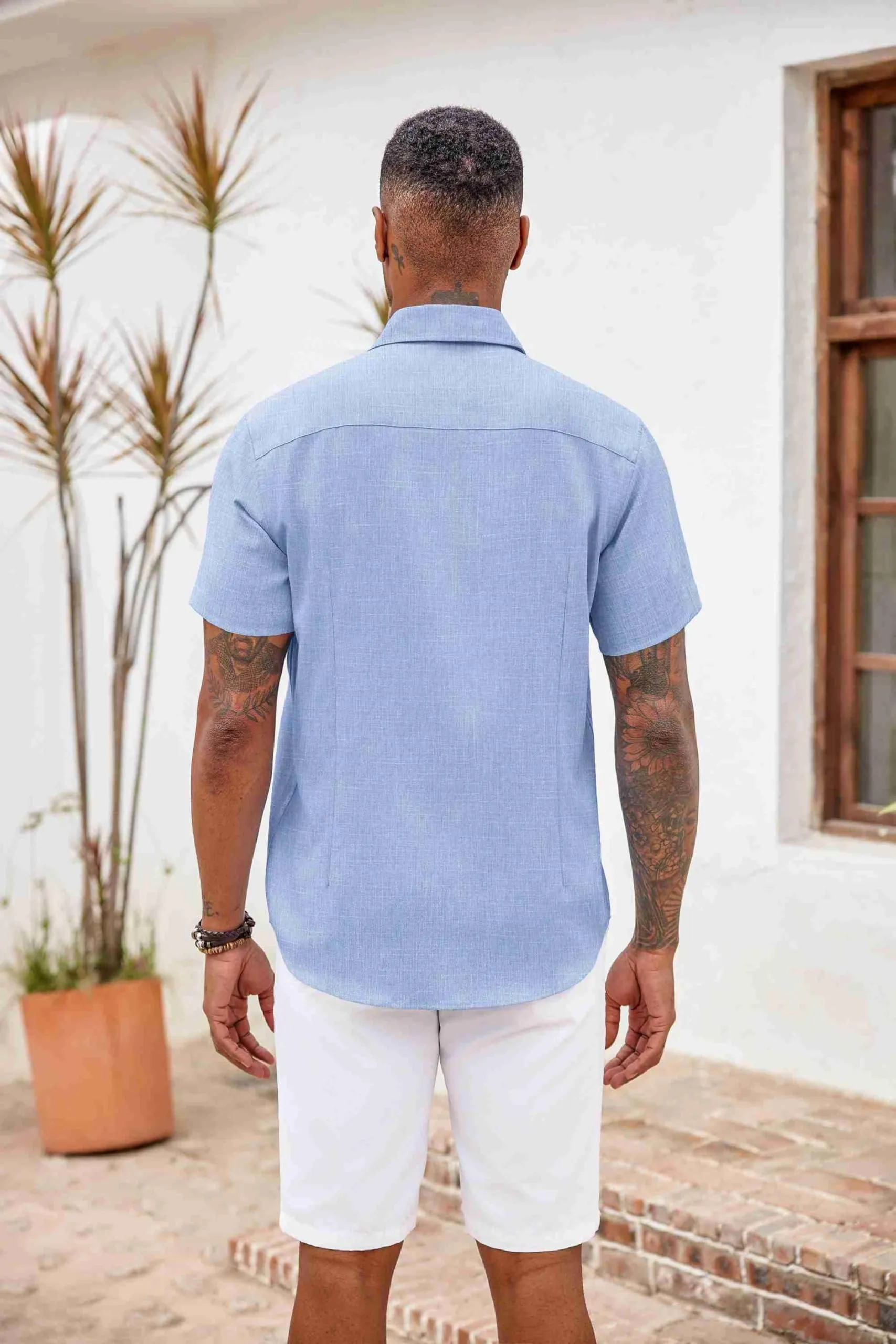 COOFANDY Men's Button Down Shirts Short Sleeve Casual Shirts Summer Beach Shirts Vacation Wedding Shirts with Pocket