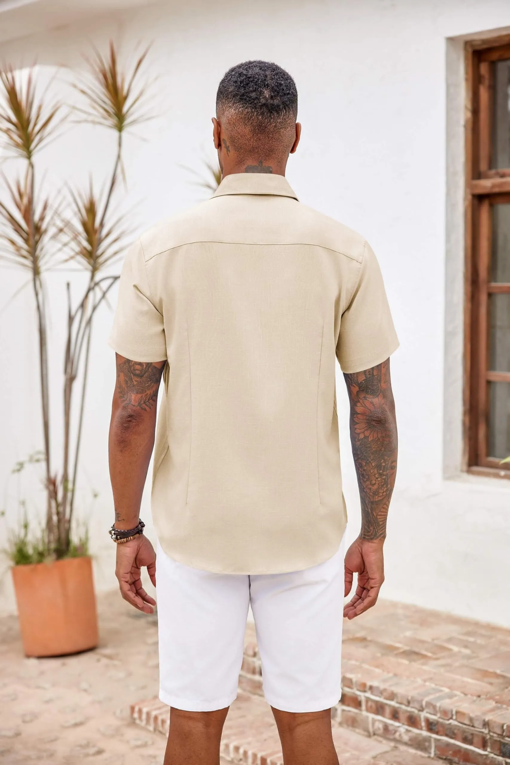 COOFANDY Men's Button Down Shirts Short Sleeve Casual Shirts Summer Beach Shirts Vacation Wedding Shirts with Pocket