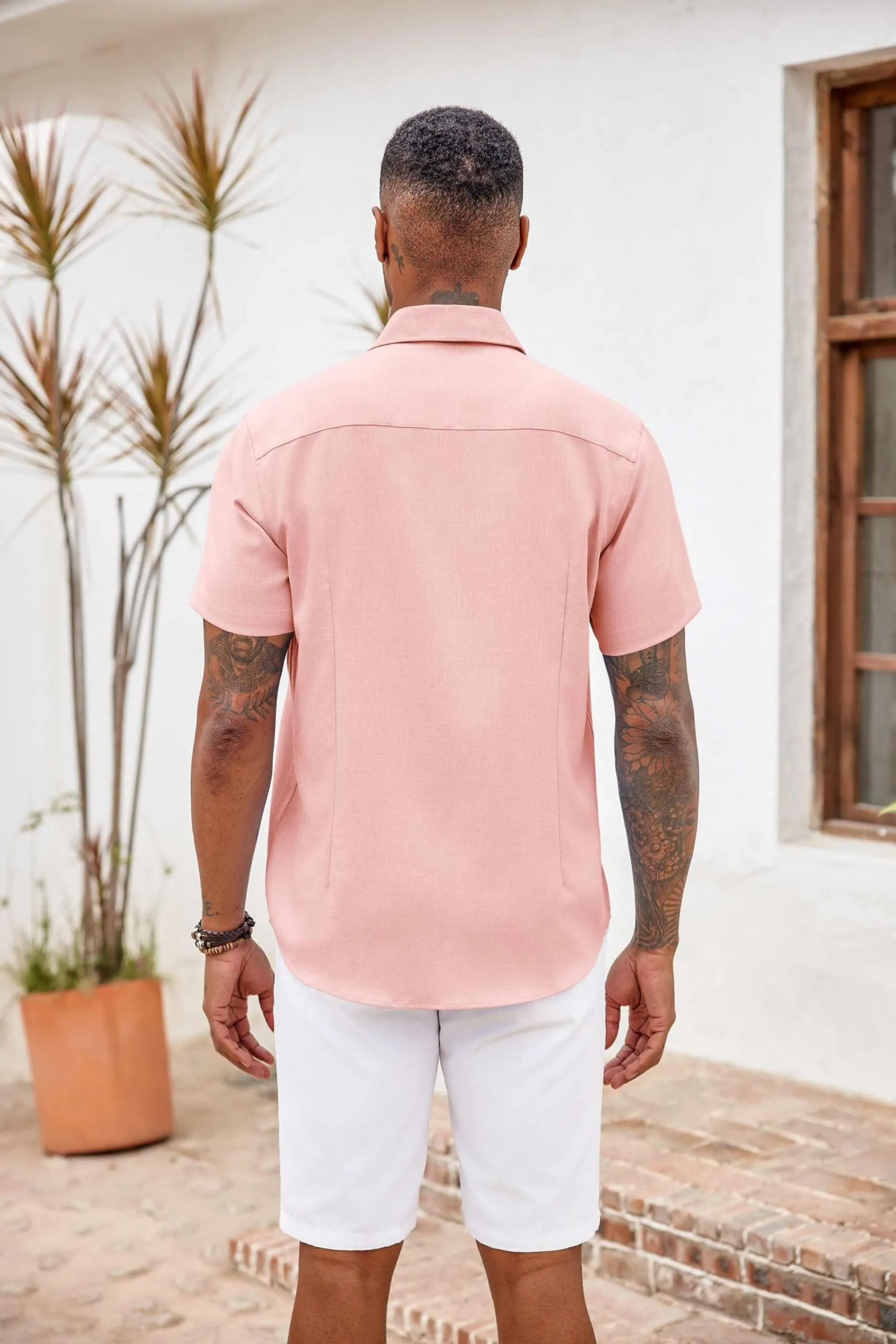 COOFANDY Men's Button Down Shirts Short Sleeve Casual Shirts Summer Beach Shirts Vacation Wedding Shirts with Pocket
