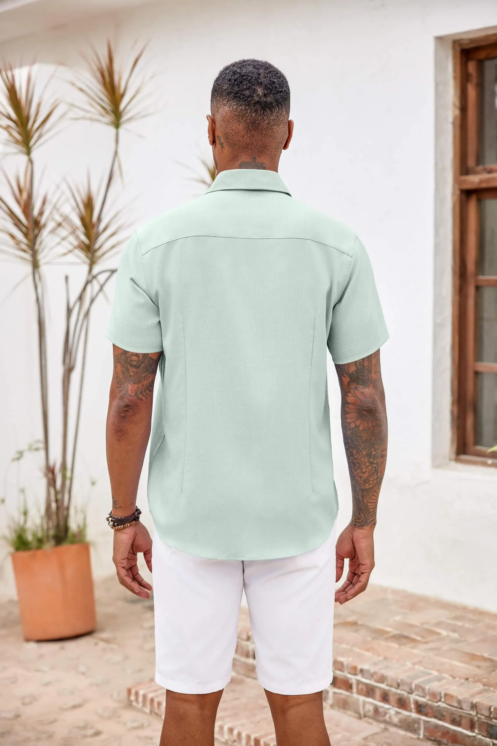 COOFANDY Men's Button Down Shirts Short Sleeve Casual Shirts Summer Beach Shirts Vacation Wedding Shirts with Pocket