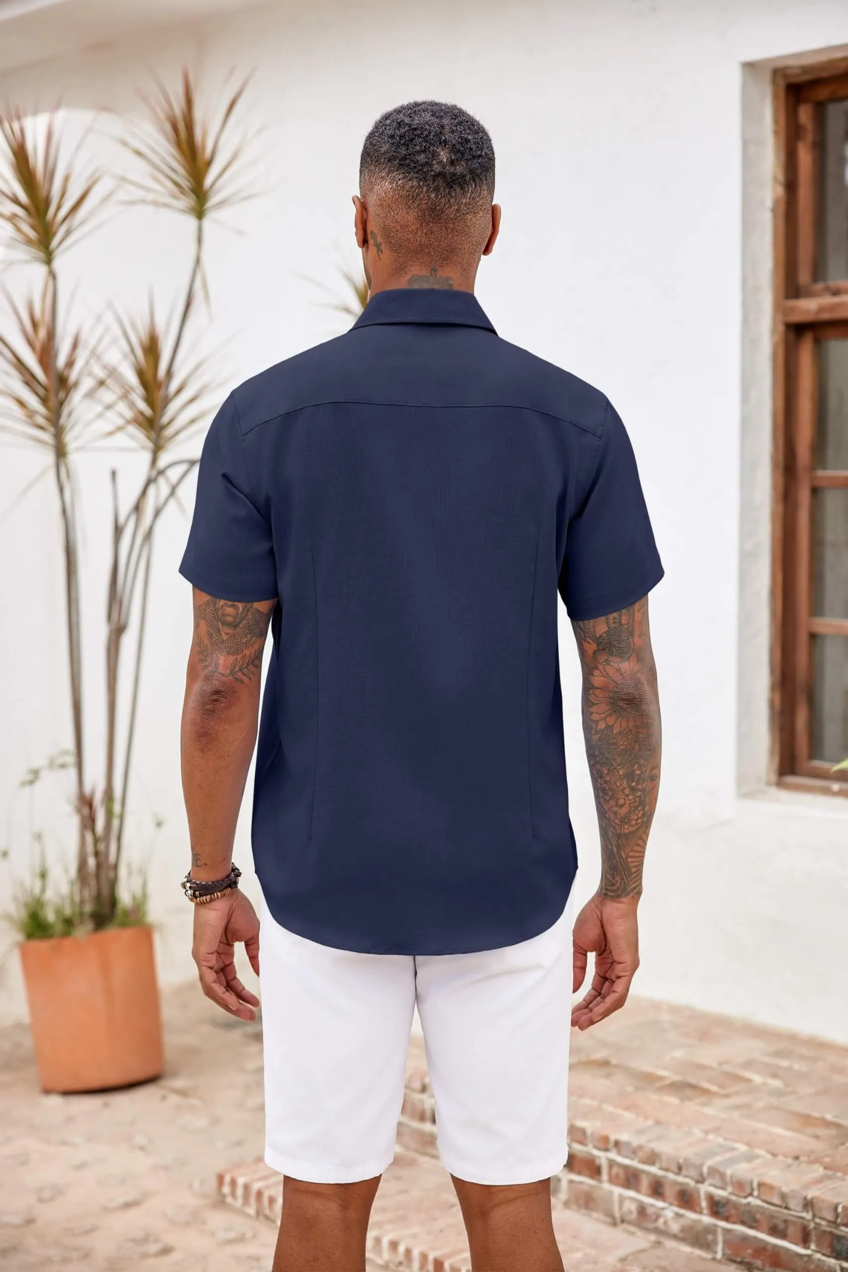 COOFANDY Men's Button Down Shirts Short Sleeve Casual Shirts Summer Beach Shirts Vacation Wedding Shirts with Pocket