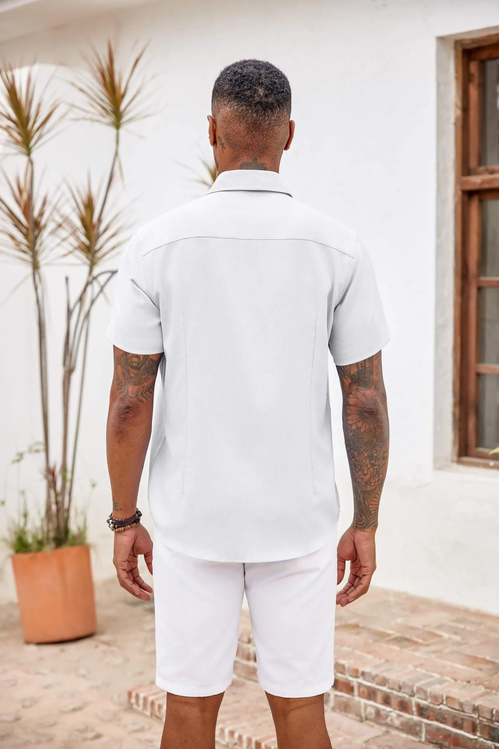 COOFANDY Men's Button Down Shirts Short Sleeve Casual Shirts Summer Beach Shirts Vacation Wedding Shirts with Pocket