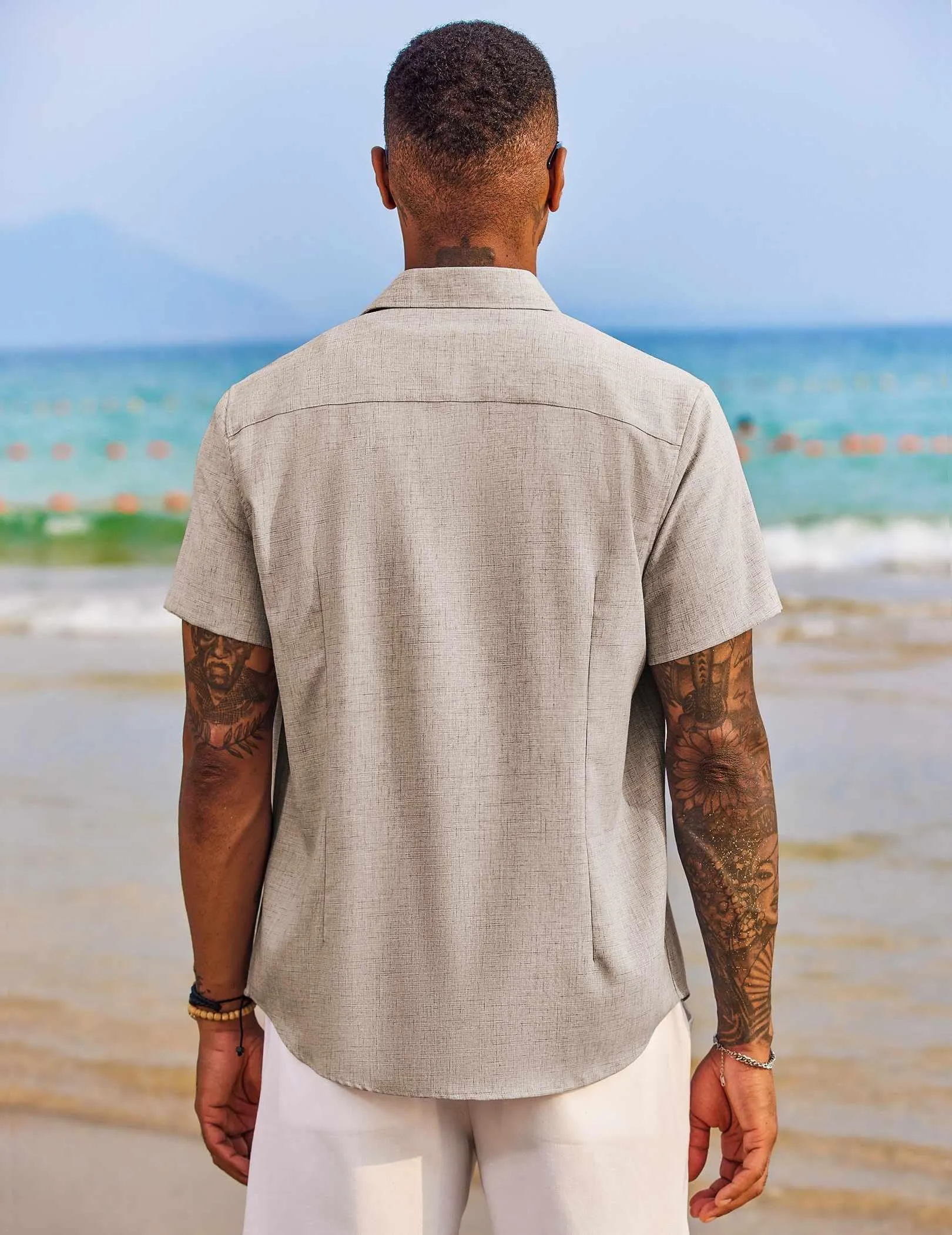 COOFANDY Men's Button Down Shirts Short Sleeve Casual Shirts Summer Beach Shirts Vacation Wedding Shirts with Pocket