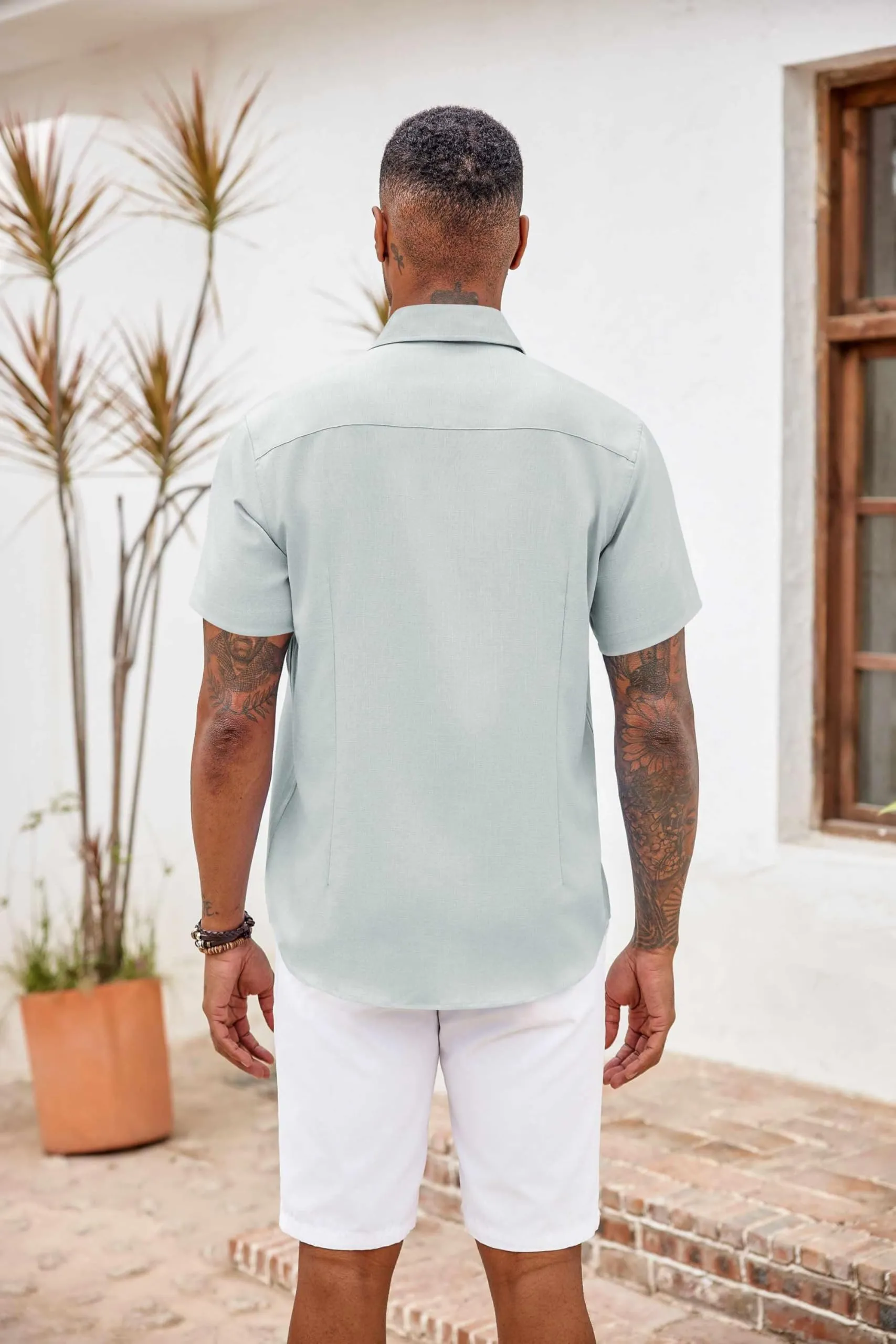 COOFANDY Men's Button Down Shirts Short Sleeve Casual Shirts Summer Beach Shirts Vacation Wedding Shirts with Pocket