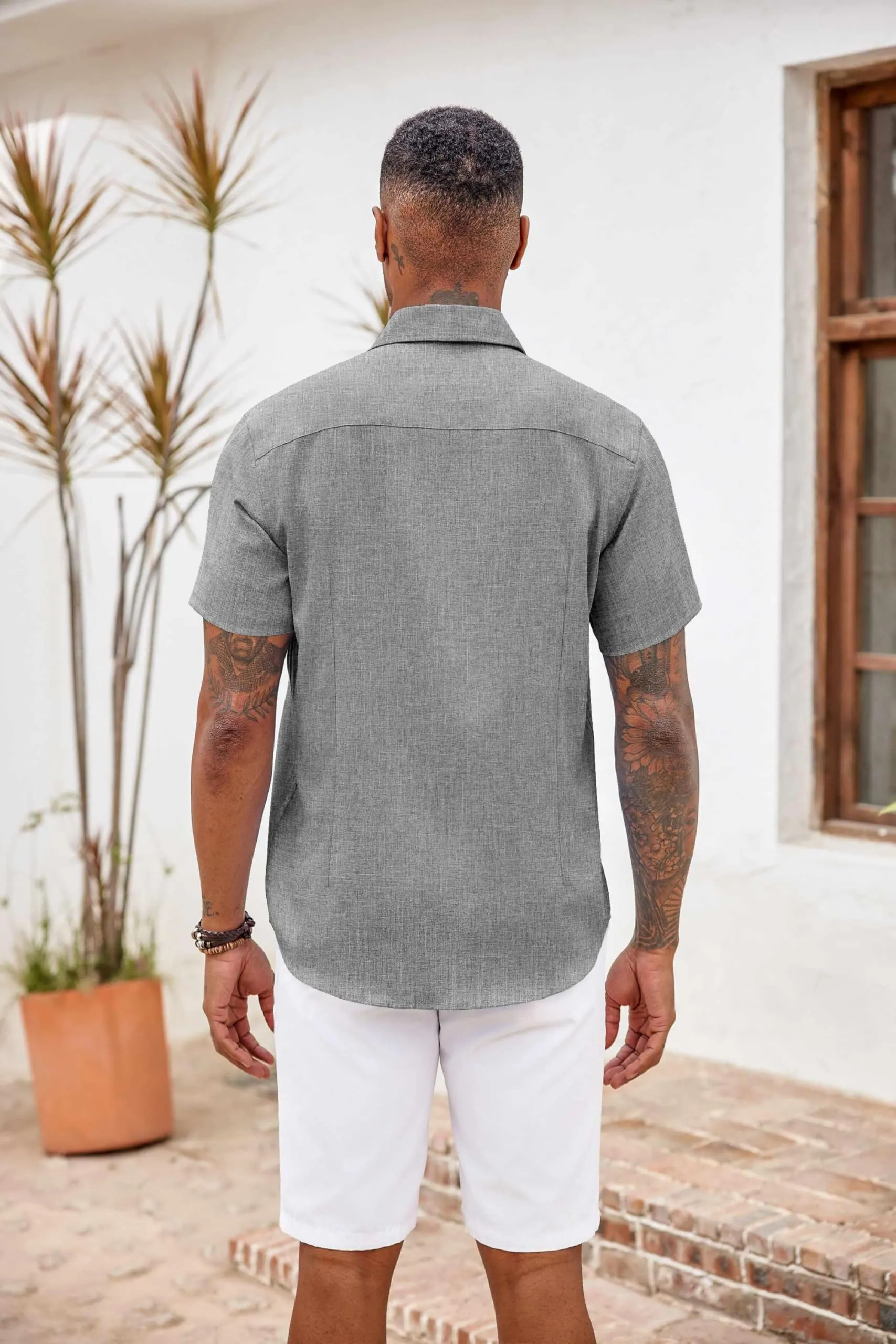 COOFANDY Men's Button Down Shirts Short Sleeve Casual Shirts Summer Beach Shirts Vacation Wedding Shirts with Pocket