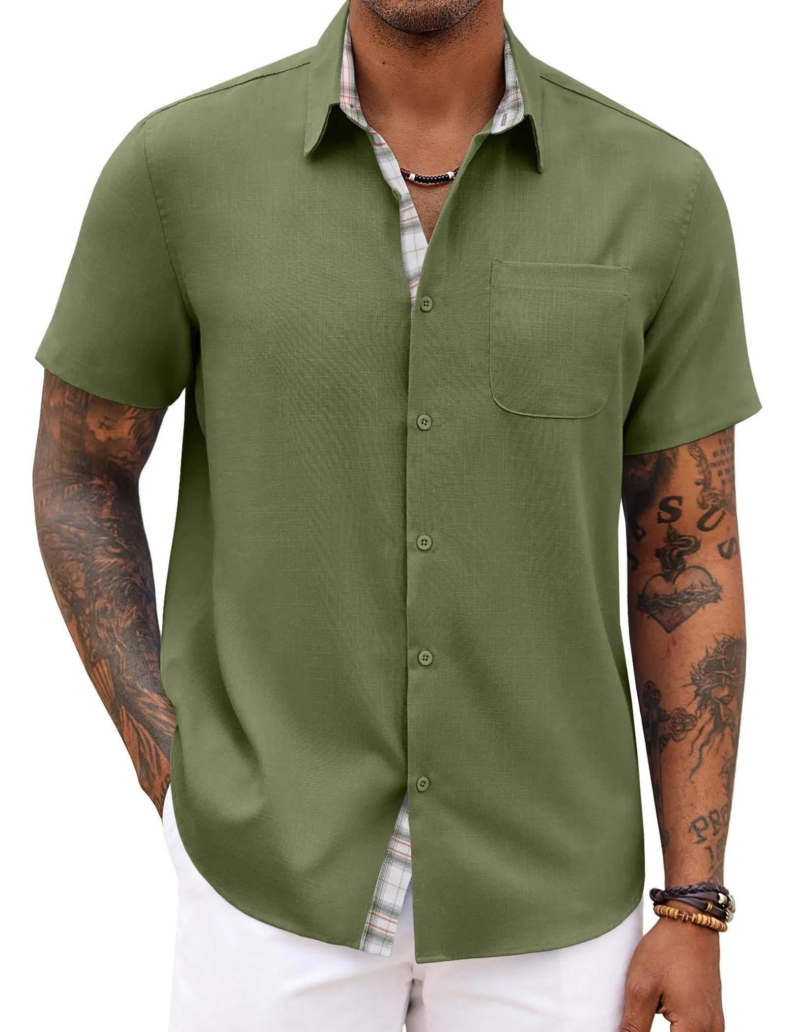 COOFANDY Men's Button Down Shirts Short Sleeve Casual Shirts Summer Beach Shirts Vacation Wedding Shirts with Pocket