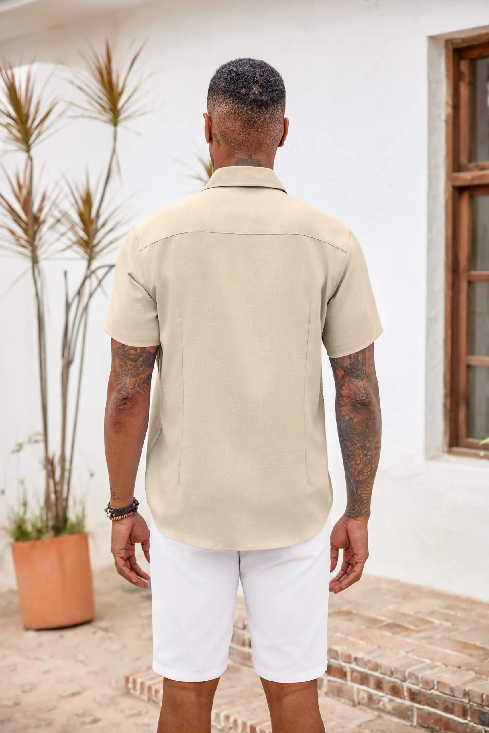 COOFANDY Men's Button Down Shirts Short Sleeve Casual Shirts Summer Beach Shirts Vacation Wedding Shirts with Pocket