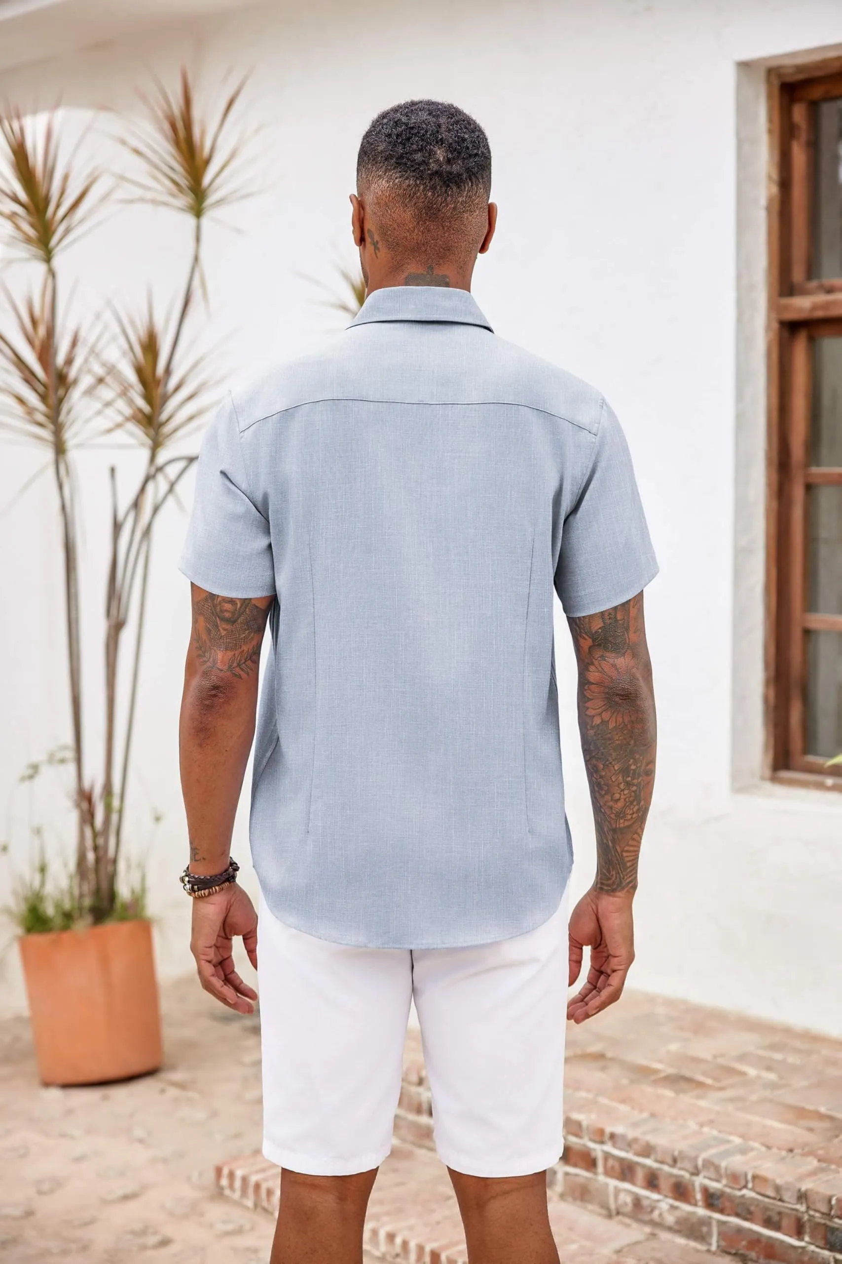 COOFANDY Men's Button Down Shirts Short Sleeve Casual Shirts Summer Beach Shirts Vacation Wedding Shirts with Pocket