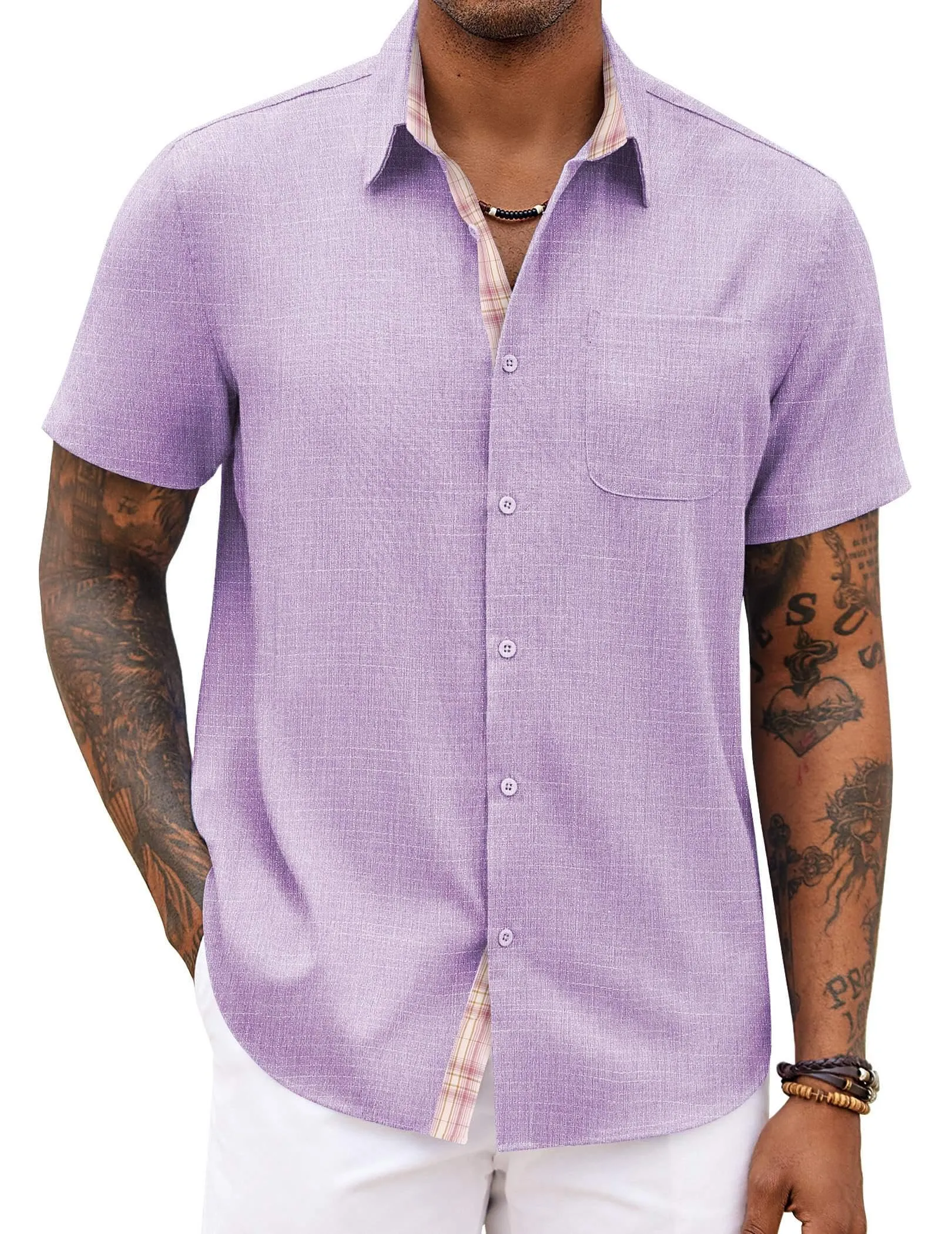 COOFANDY Men's Button Down Shirts Short Sleeve Casual Shirts Summer Beach Shirts Vacation Wedding Shirts with Pocket
