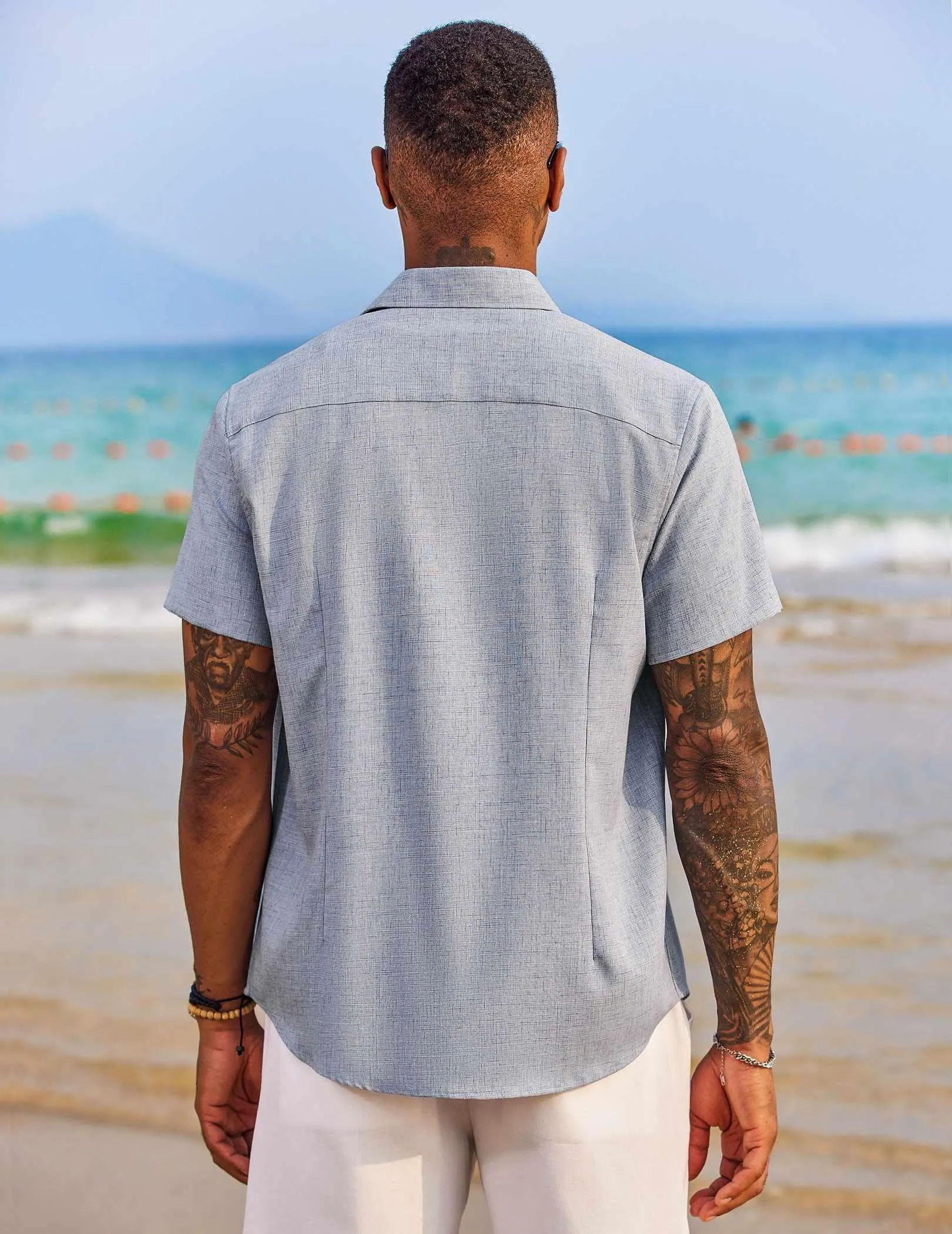 COOFANDY Men's Button Down Shirts Short Sleeve Casual Shirts Summer Beach Shirts Vacation Wedding Shirts with Pocket