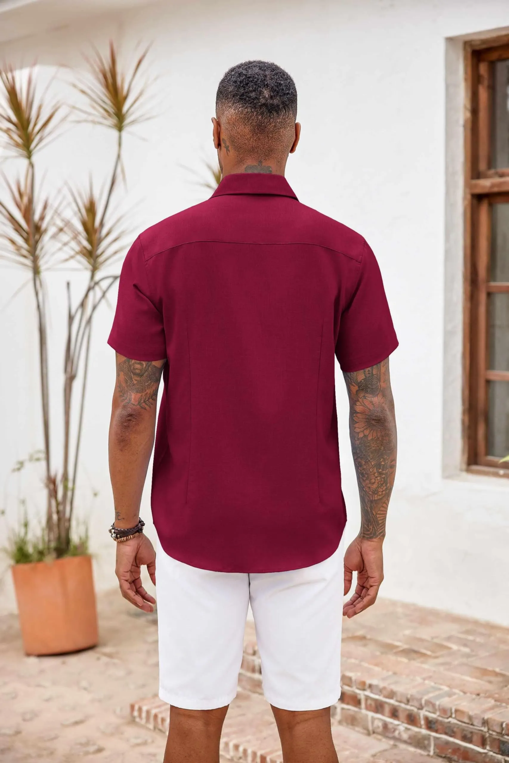 COOFANDY Men's Button Down Shirts Short Sleeve Casual Shirts Summer Beach Shirts Vacation Wedding Shirts with Pocket