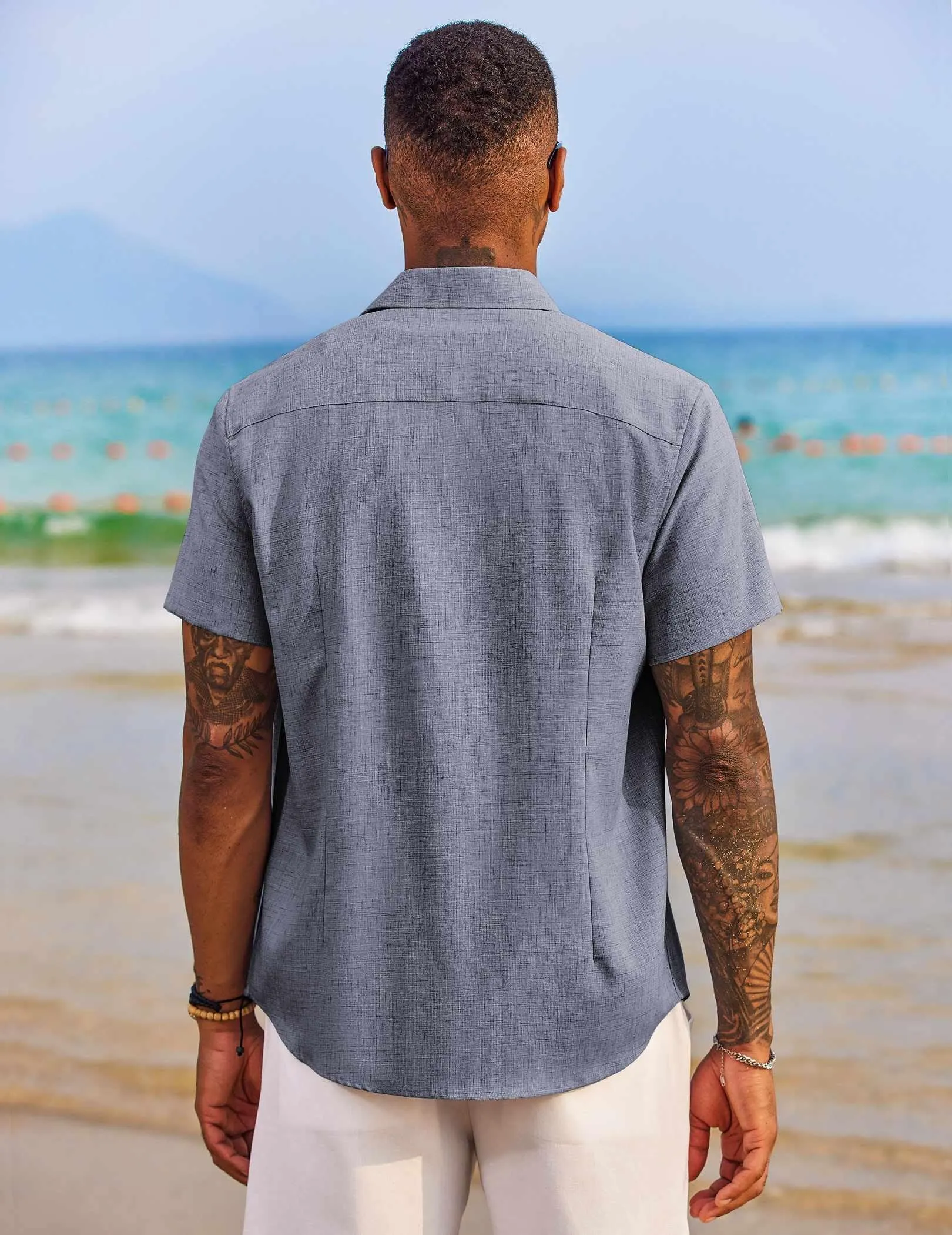 COOFANDY Men's Button Down Shirts Short Sleeve Casual Shirts Summer Beach Shirts Vacation Wedding Shirts with Pocket
