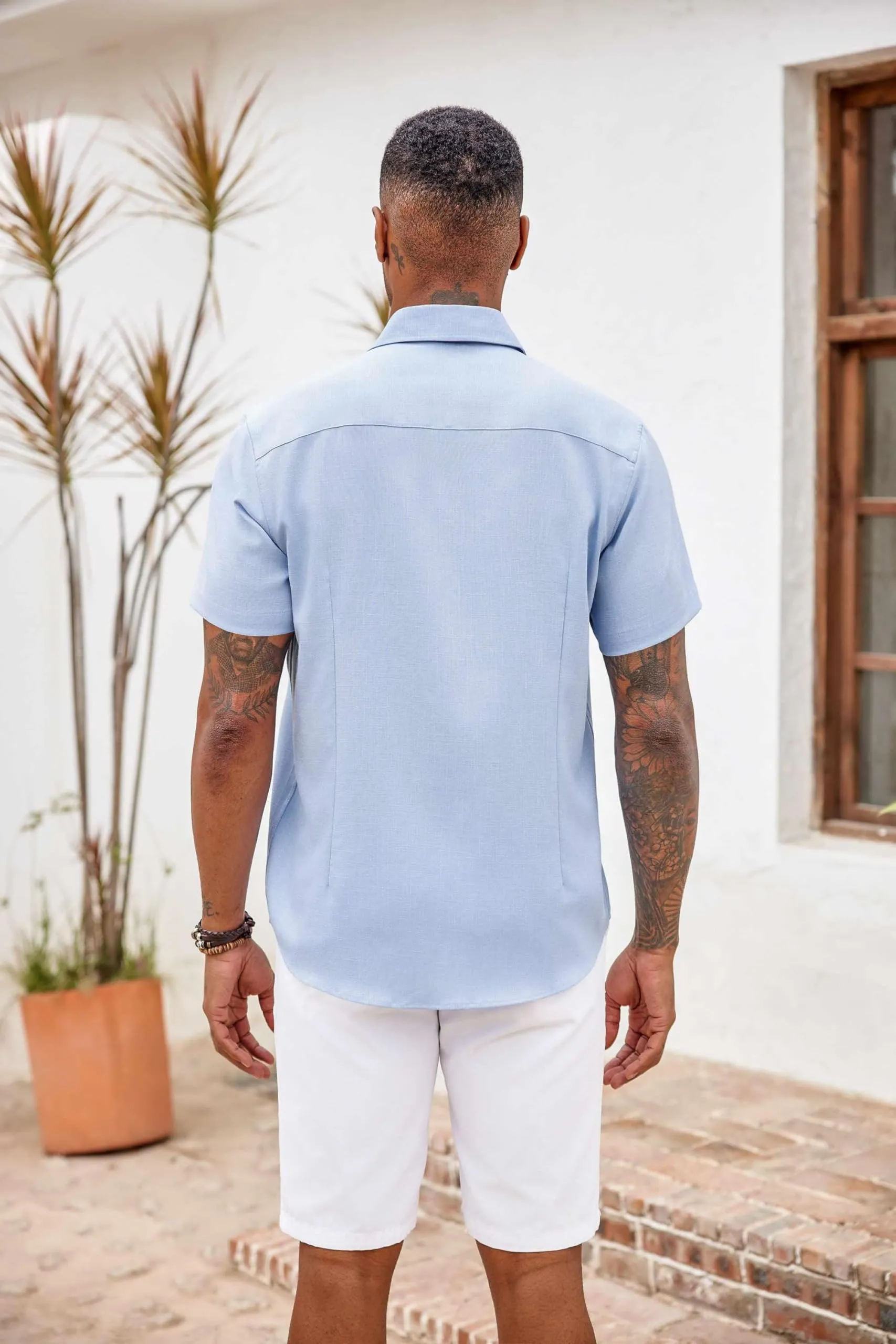 COOFANDY Men's Button Down Shirts Short Sleeve Casual Shirts Summer Beach Shirts Vacation Wedding Shirts with Pocket