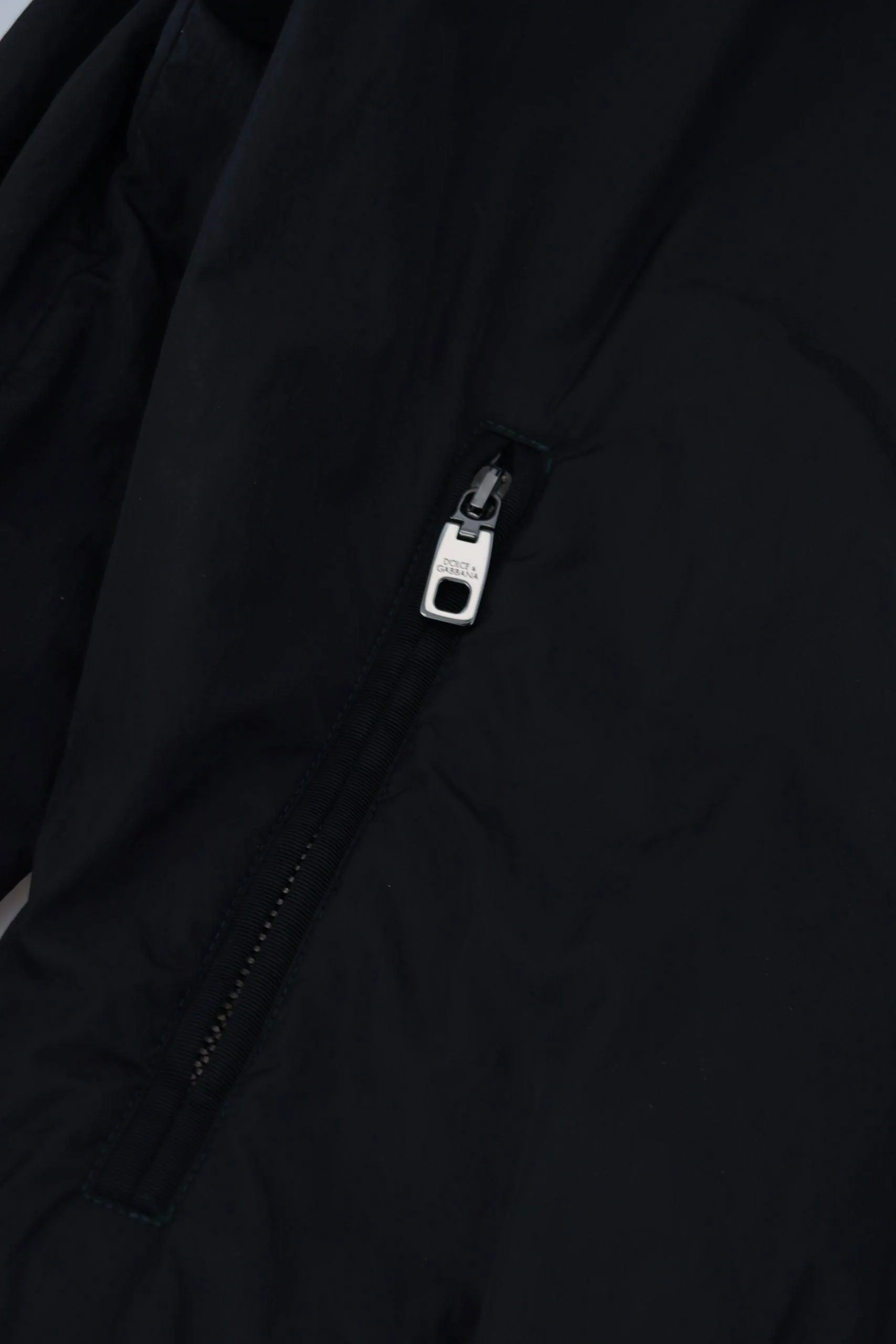Dolce & Gabbana Black Nylon Logo Bomber Zipper Jacket