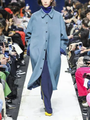 Fashion Casual Solid Color Lapel Single-Breasted Long Coat