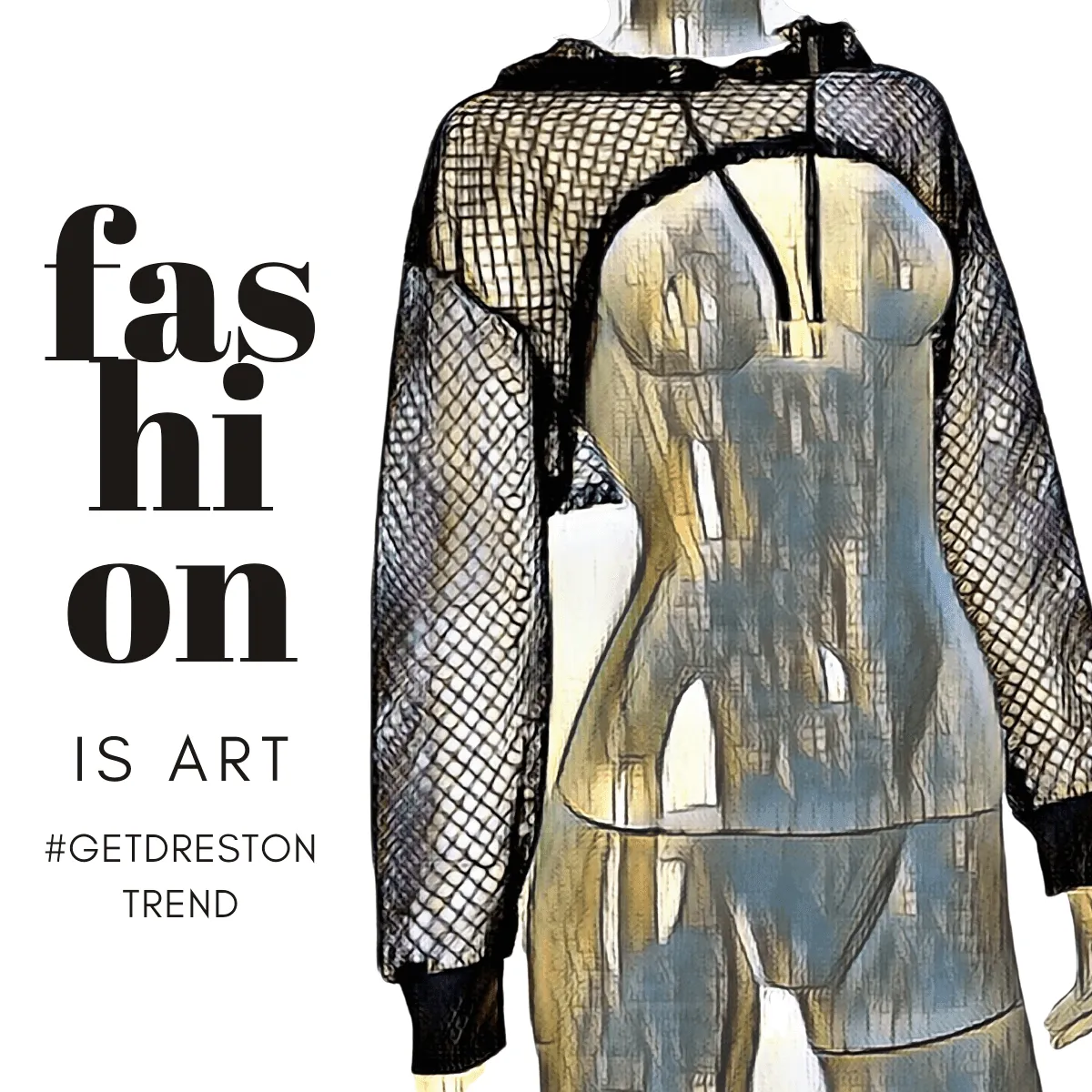 Fish Net Hooded Crop Top
