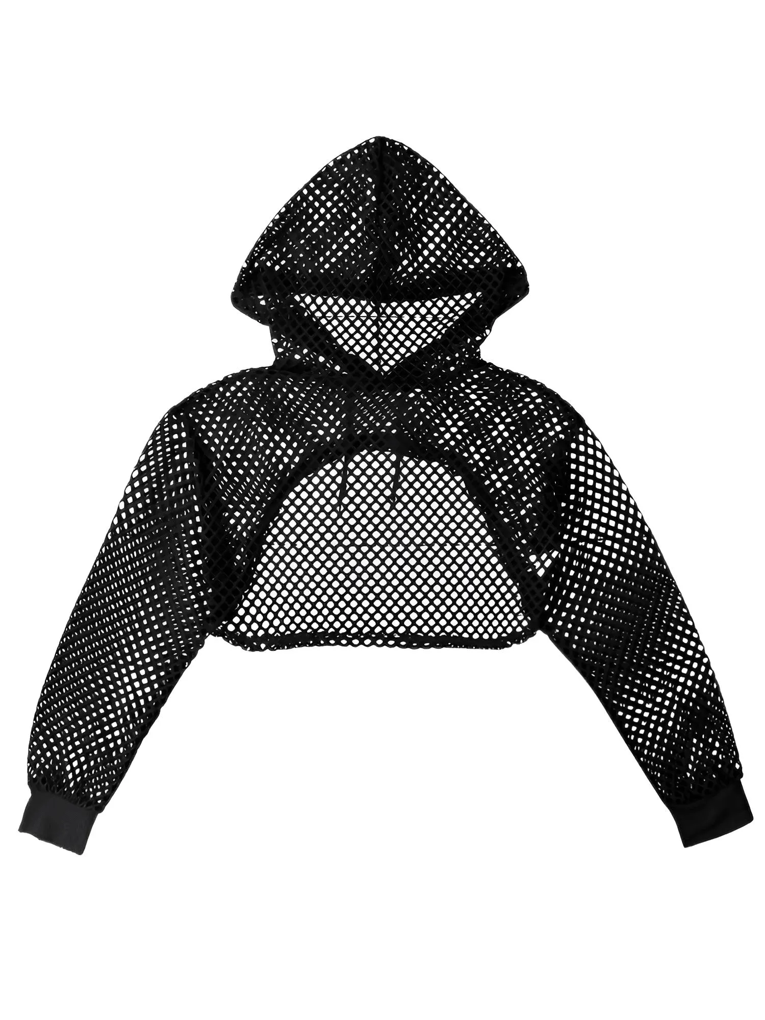 Fish Net Hooded Crop Top