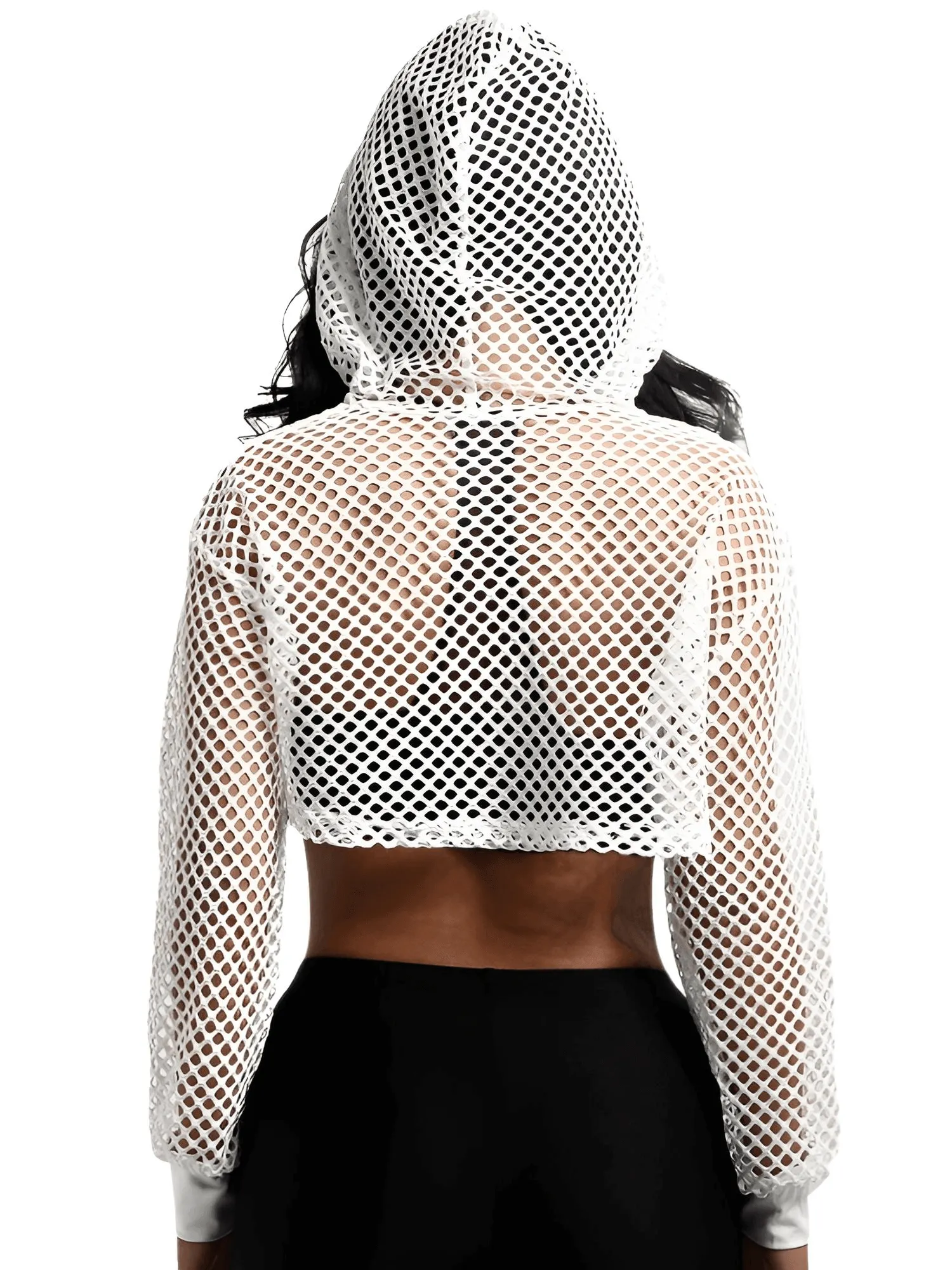 Fish Net Hooded Crop Top