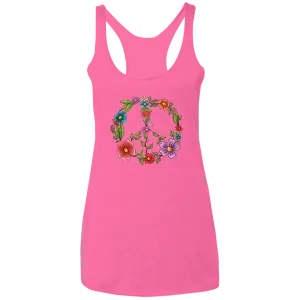 Floral Peaceful Ladies' Triblend Racerback Tank