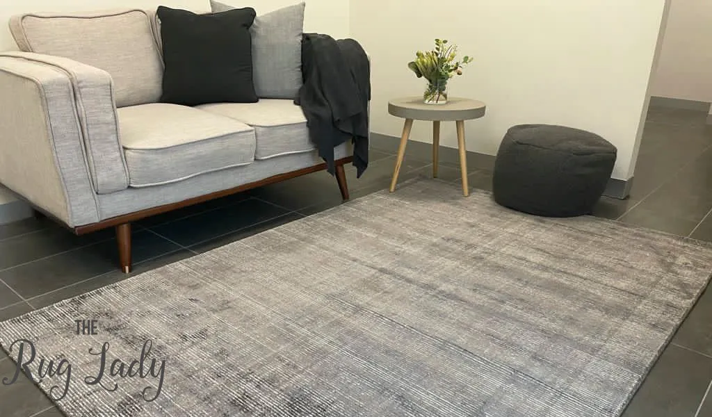 Harmony Grey White Striped Viscose Rug