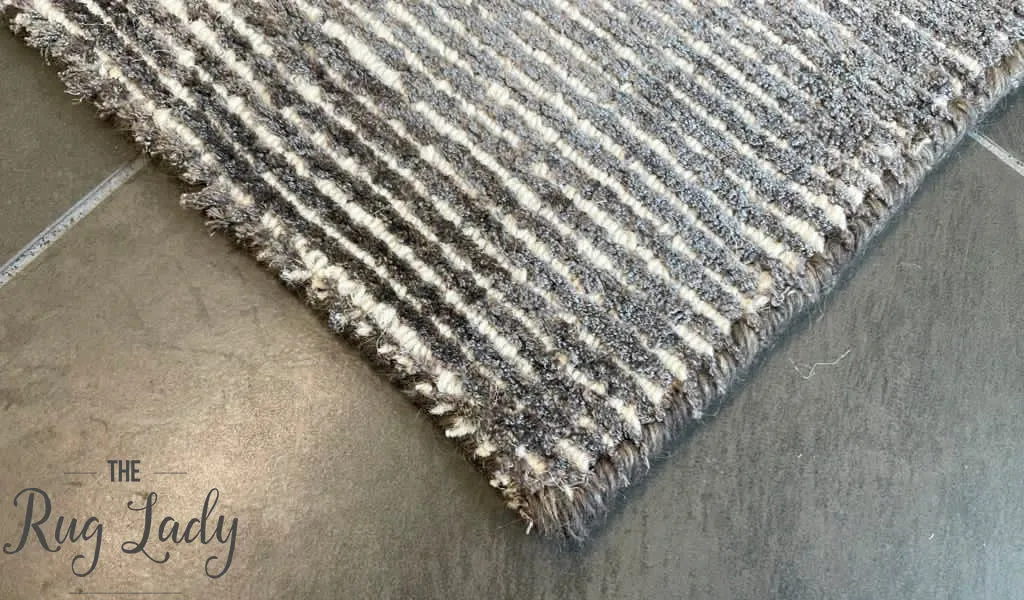 Harmony Grey White Striped Viscose Rug