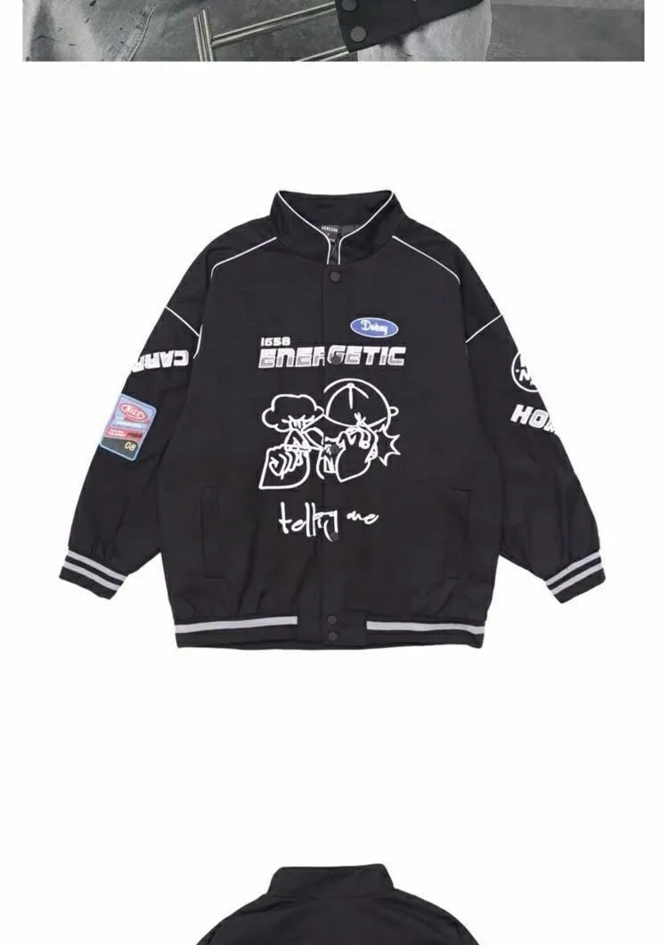HipHop Baseball Jackets Clothes Gothic Streetwear BF Bomber Varsity Outerwear Black Basic Jacket Women Clothing Loose Goth
