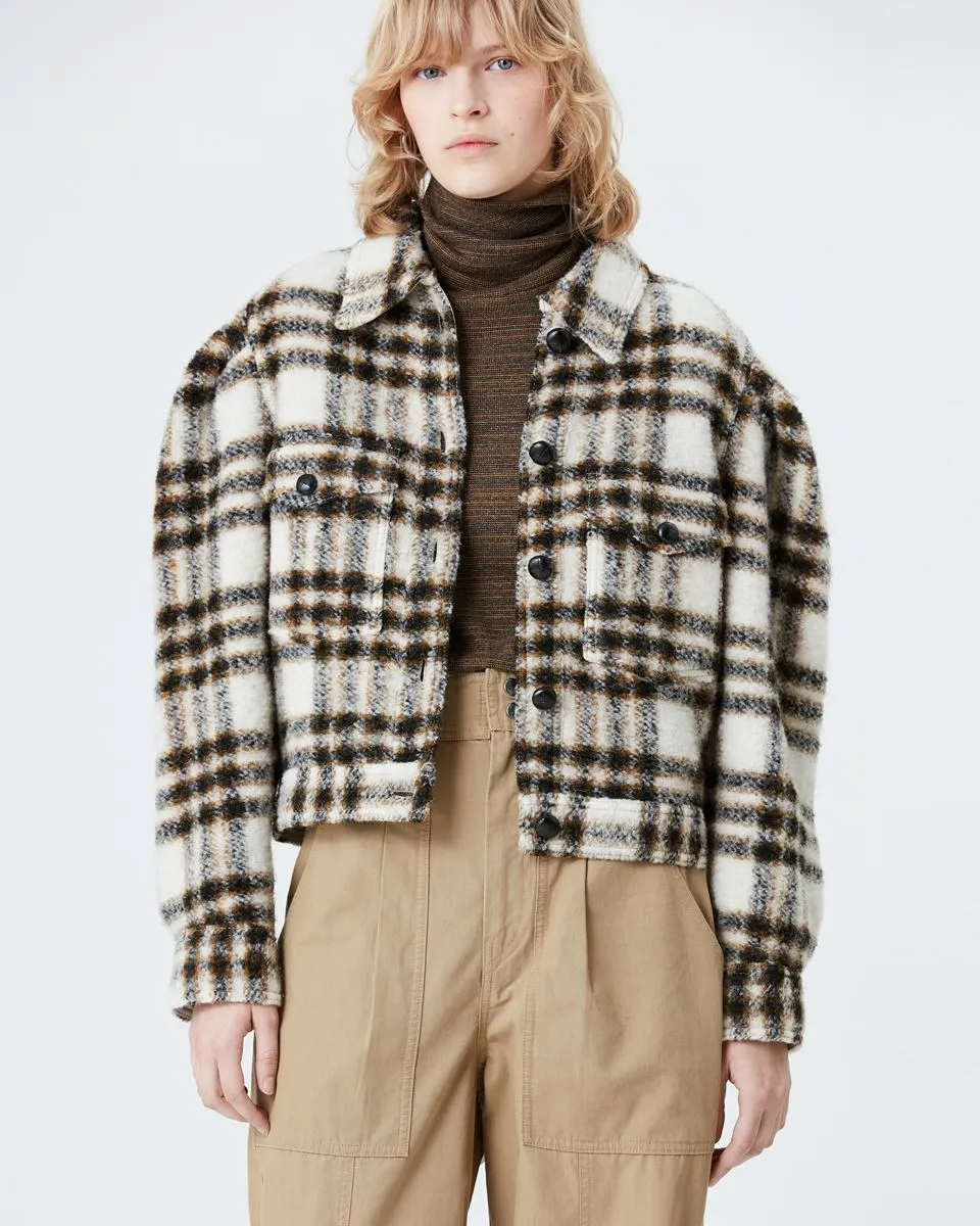 Isabel Marant Leiko Checked Coat - Ecru