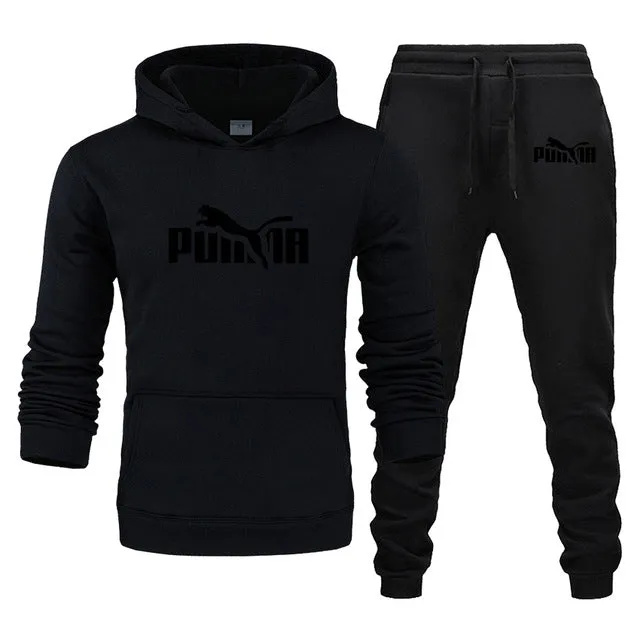 Men's Track Field Sportswear Fleece Thickened Hooded Boutique Clothing Casual Hoodies Suit Jacket   Pants Warm Winter Sweatshirt