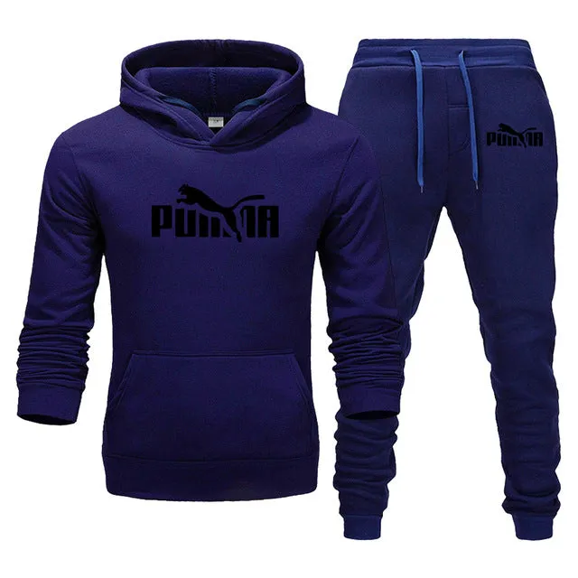 Men's Track Field Sportswear Fleece Thickened Hooded Boutique Clothing Casual Hoodies Suit Jacket   Pants Warm Winter Sweatshirt