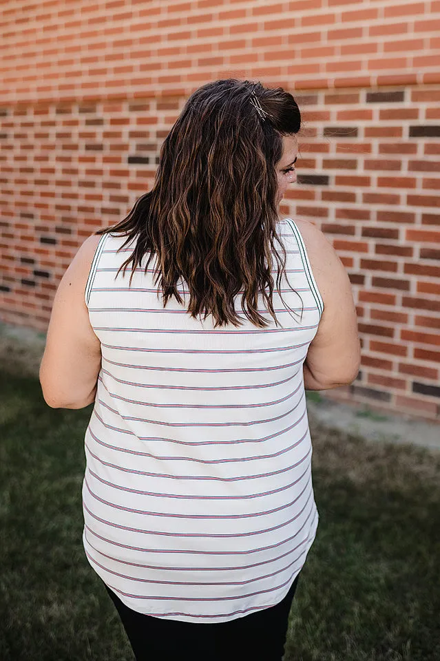 Multi Stripe Henley Tank