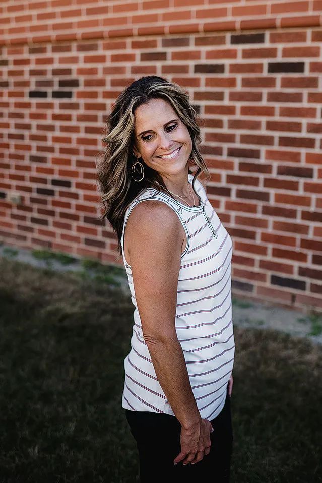 Multi Stripe Henley Tank