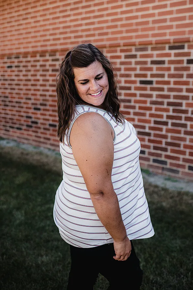 Multi Stripe Henley Tank