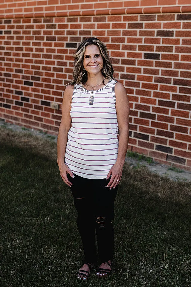 Multi Stripe Henley Tank