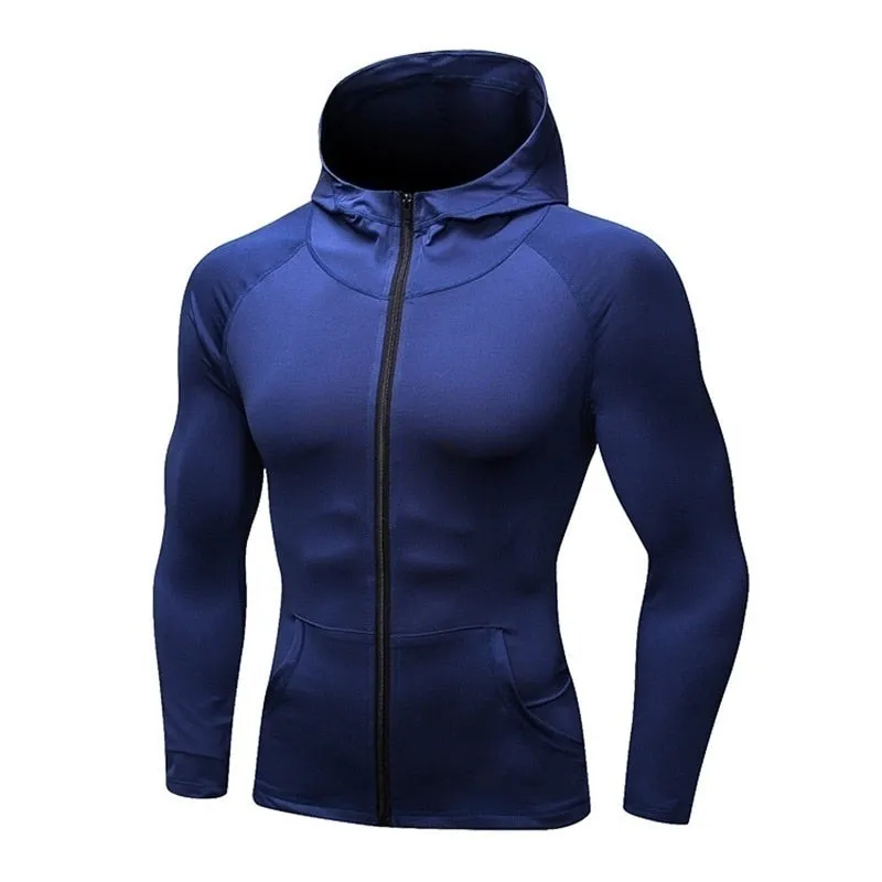 Running Jacket Men Fitness Sport Zip Hoodies Man Sports Wear Thin Quick-drying Training Clothes