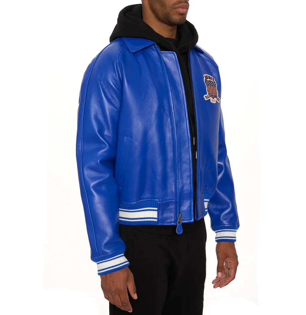 Shop Genuine Avirex Cobalt Leather Bomber Jackets – sale