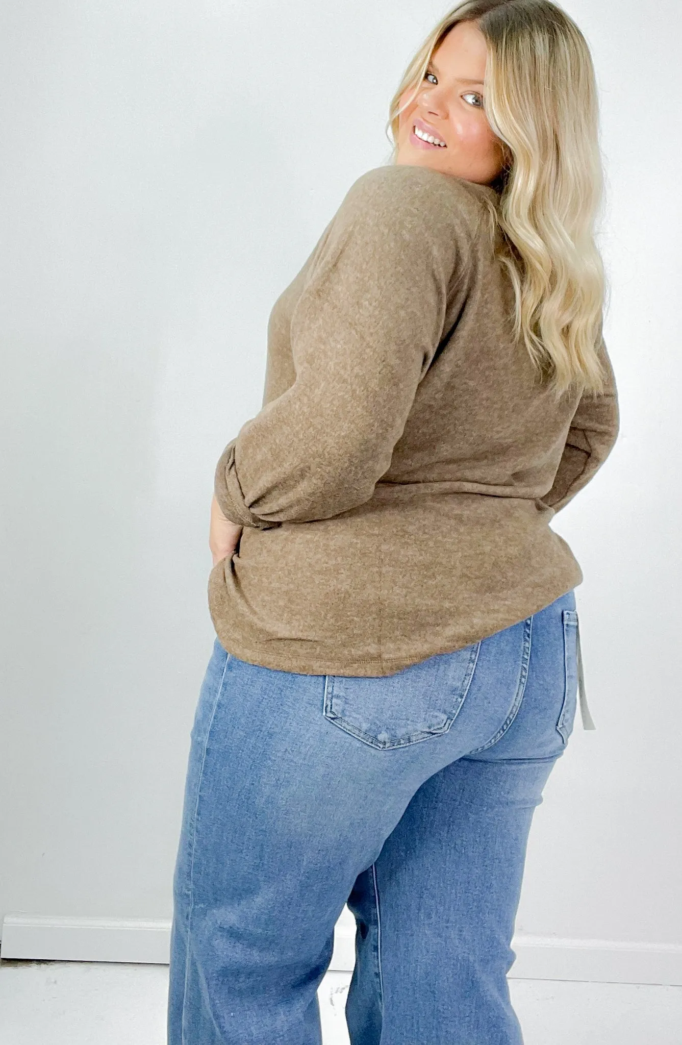 Two Tone Brushed Curvy Sweater