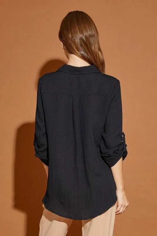 Victoria V Neck Button Down Henley Shirt